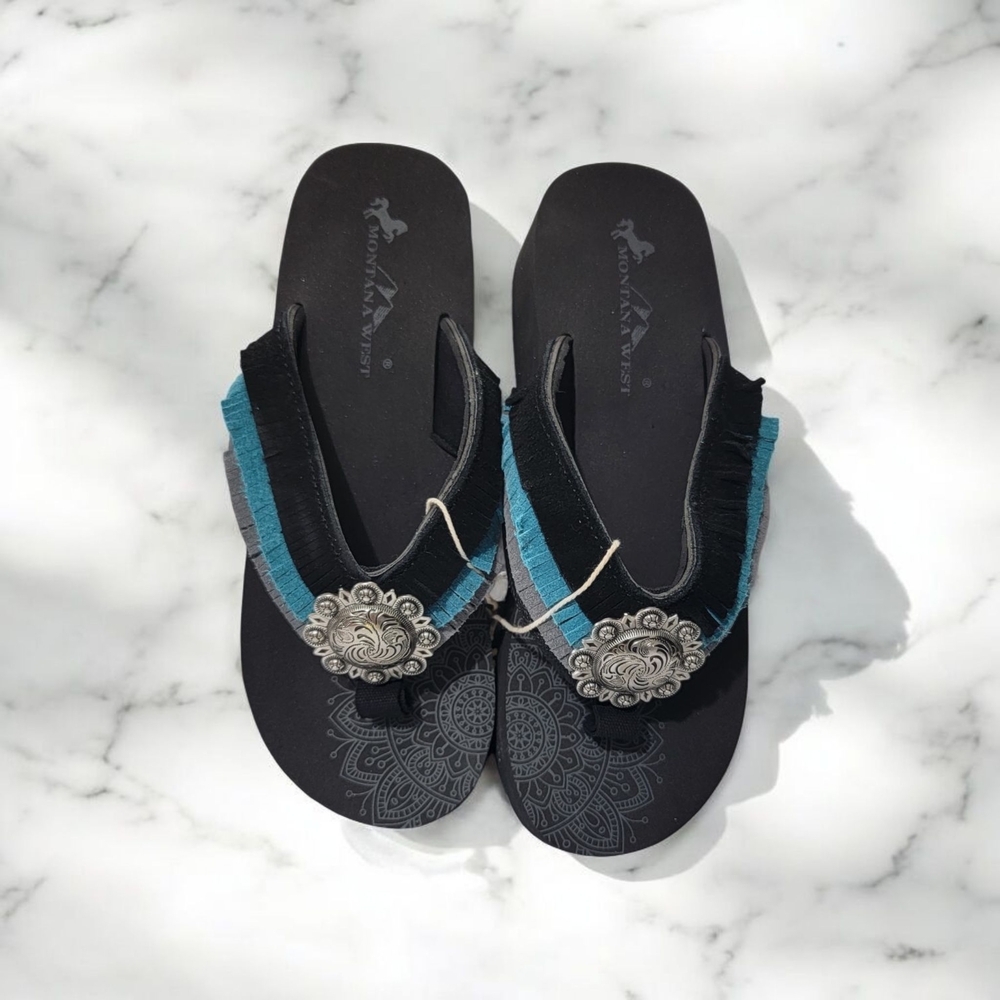 Elegant Black and Blue Women's Sandals